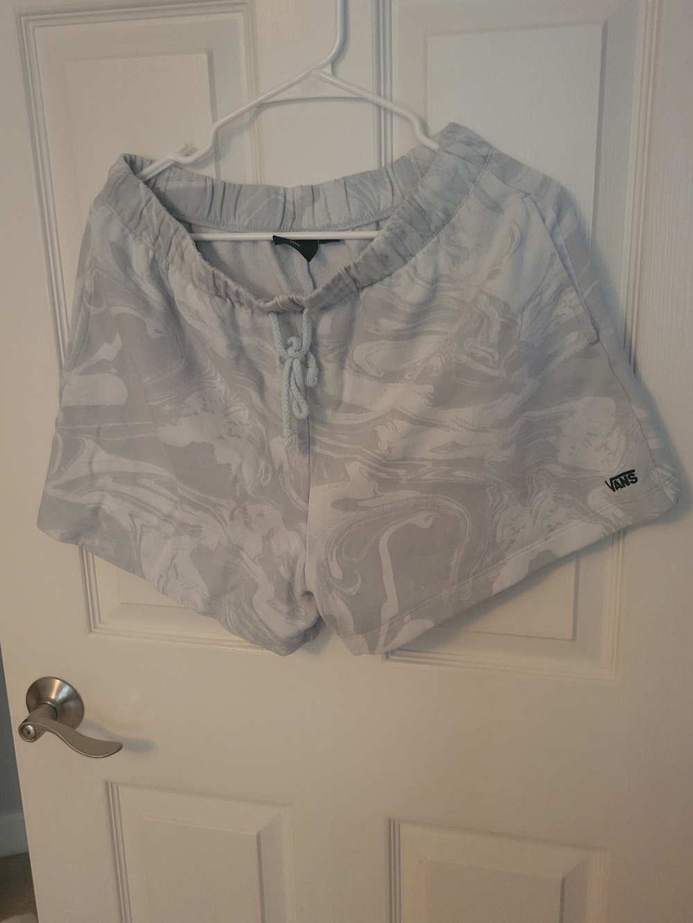 Vans Women's Light Gray Marble Drawstring Athletic Shorts Large Euc
